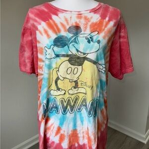 Disney‎ Mickey Mouse Hawaii Tie-Dye T-Shirt Junk Food Large Vintage Style